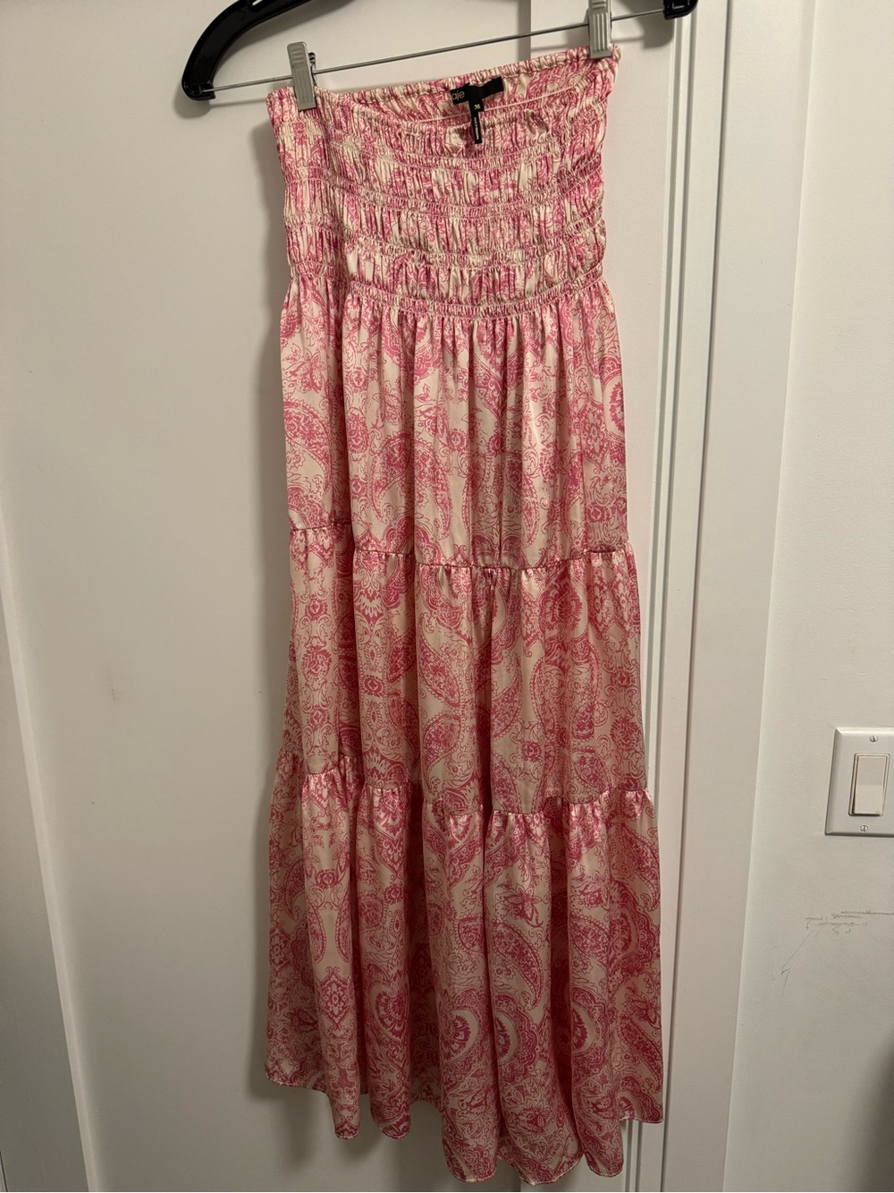 Maje Pink and Cream Paisley Maxi Skirt